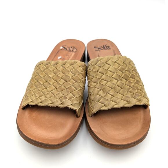 Sofft Ardee Woven Slide Sandals Mojito Green Leather Open Toe Size US6.5 EU37 - Picture 2 of 11